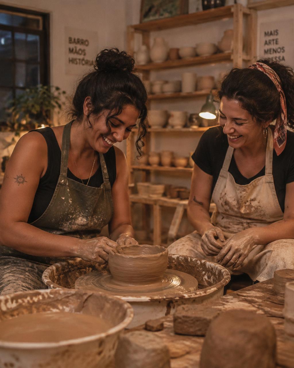 Mulheres em uma aula de cerâmica